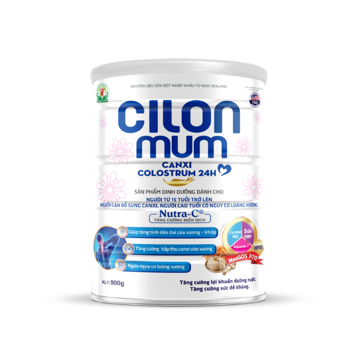 Cilonmum Canxi Colostrum 24H - Sữa dinh dưỡng bảo vệ xương khớp (Lon 900g)