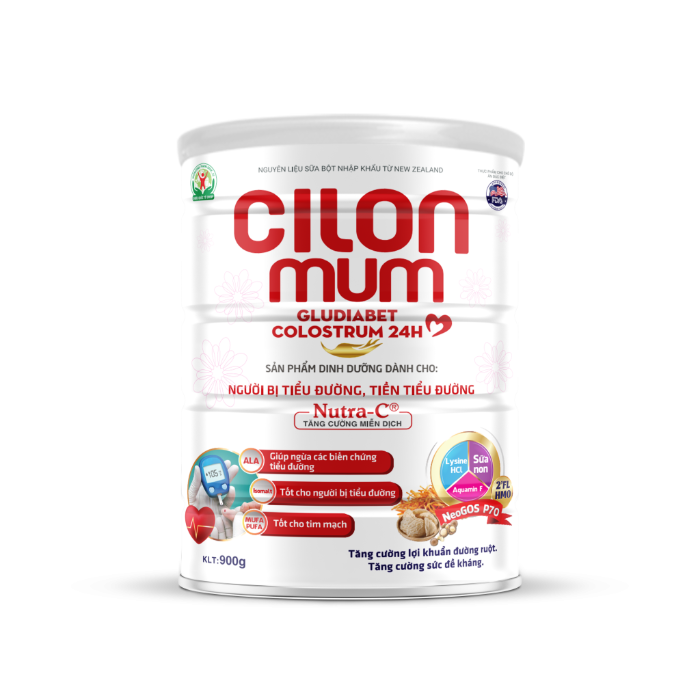 Cilonmum Gludiabet Colostrum 24H - Sữa dinh dưỡng cho người bị tiểu đường, tiền tiểu đường (Lon 900g)