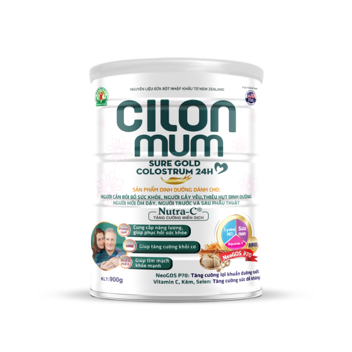 Cilonmum Sure Gold Colostrum 24H - Sữa dinh dưỡng bồi bổ sức khỏe (Lon 900g)