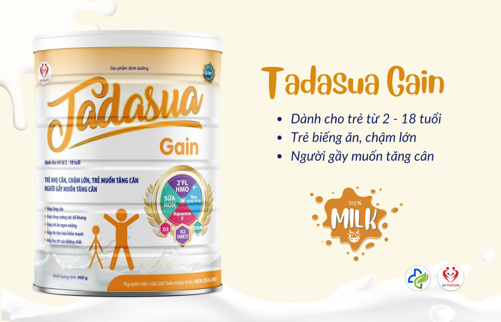 Đặc điểm nổi bật sữa tăng cân Tadasua Gain