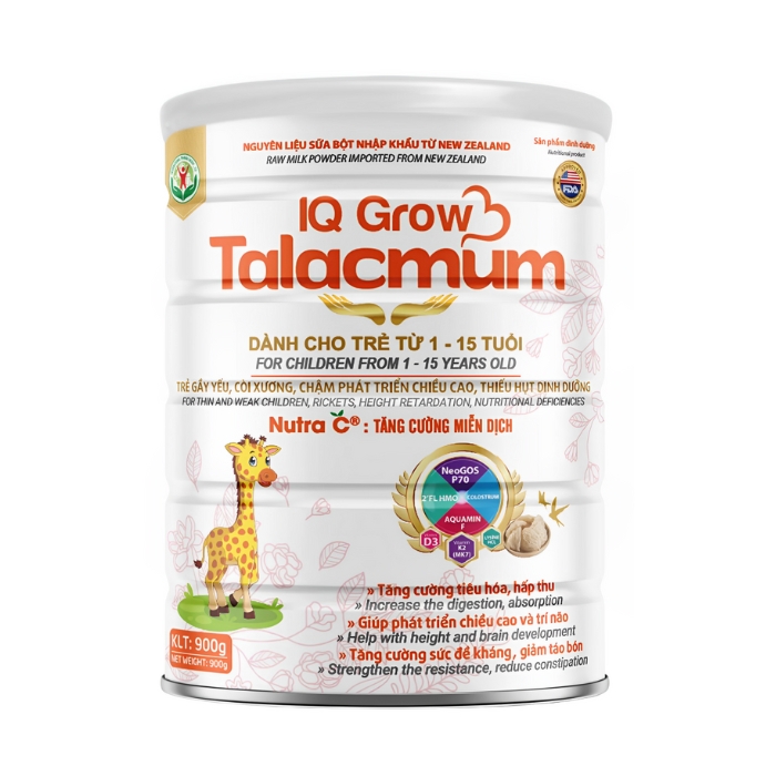Talacmum IQ Grow - Sữa dinh dưỡng cho trẻ gầy yếu, chậm phát triển (Lon 900g)