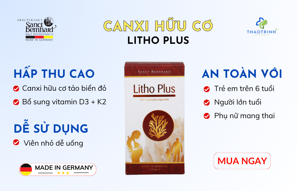 Canxi hữu cơ cho người lớn của Đức Litho Plus