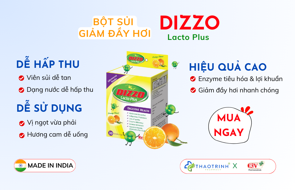 Điểm nổi bật bột sủi giảm đầy hơi Dizzo Lacto Plus