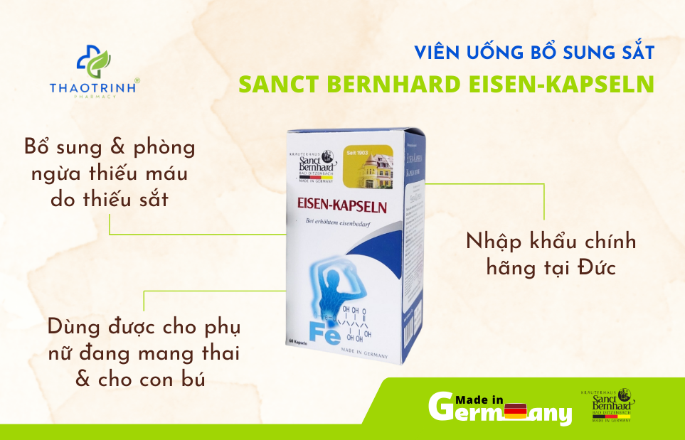 Viên sắt bổ máu Sanct Bernhard Eisen-Kapseln