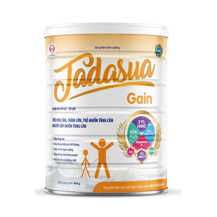 Tadasua Gain - Sữa hỗ trợ tăng cân cho trẻ từ 2 - 18 tuổi (Lon 900g)
